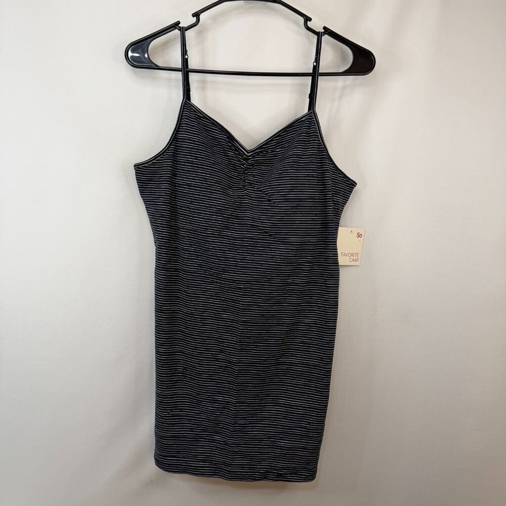 Size XXL SO Favorite Cami NWT Molded Cup Striped V-Neck Tank Black White